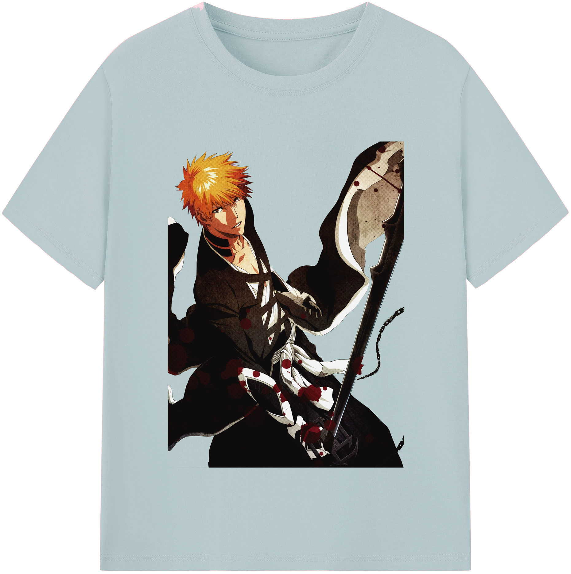 （画像用） ブリーチ 黒崎一護（くろさき いちご）BLEACH Kurosaki Ichigo 綿100％半袖Tシャツ（フロントプリント）